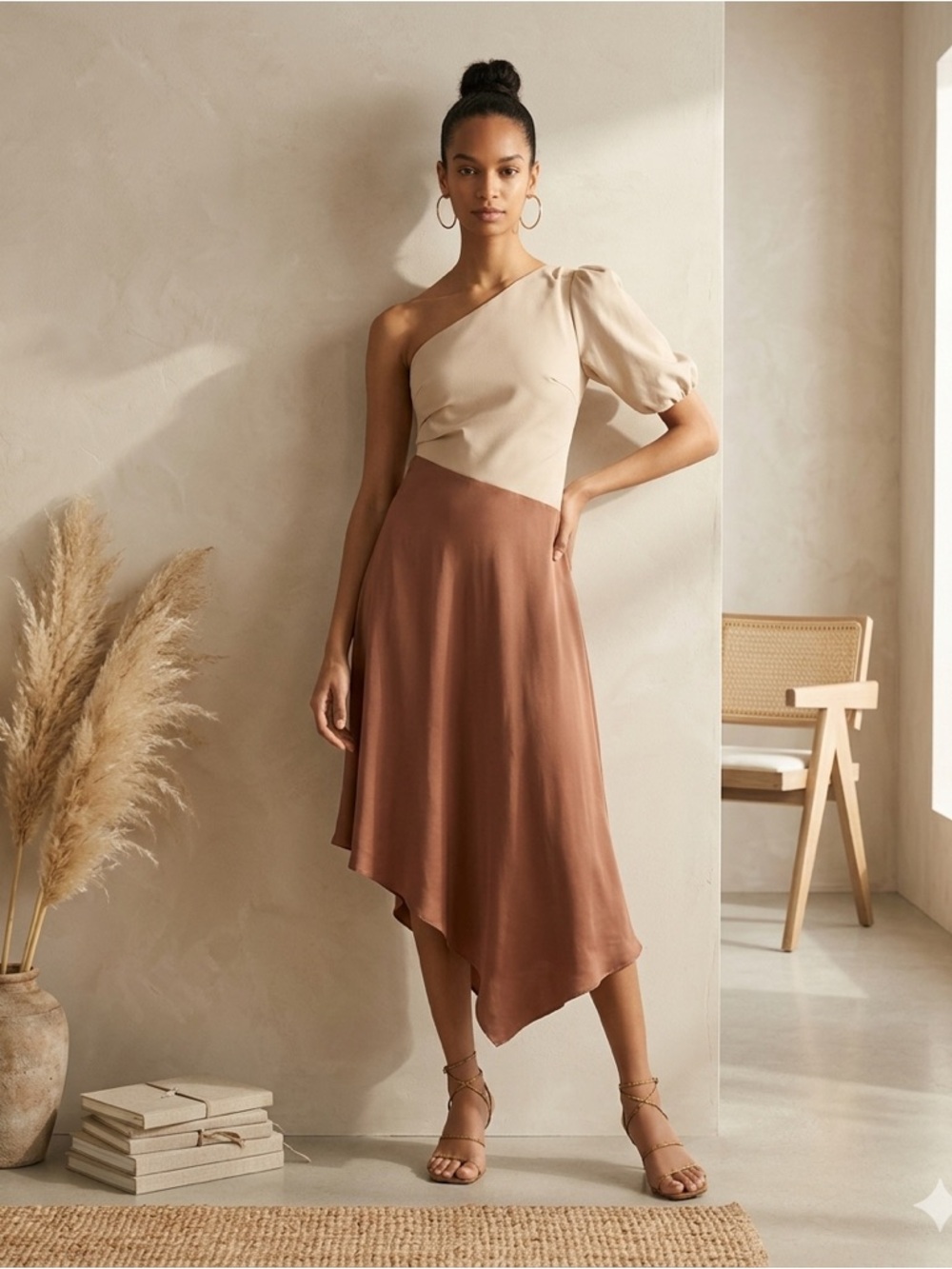 Anthropologie Faux Leather One Shoulder Midi Dress Asymmetrical Size 4 NWT